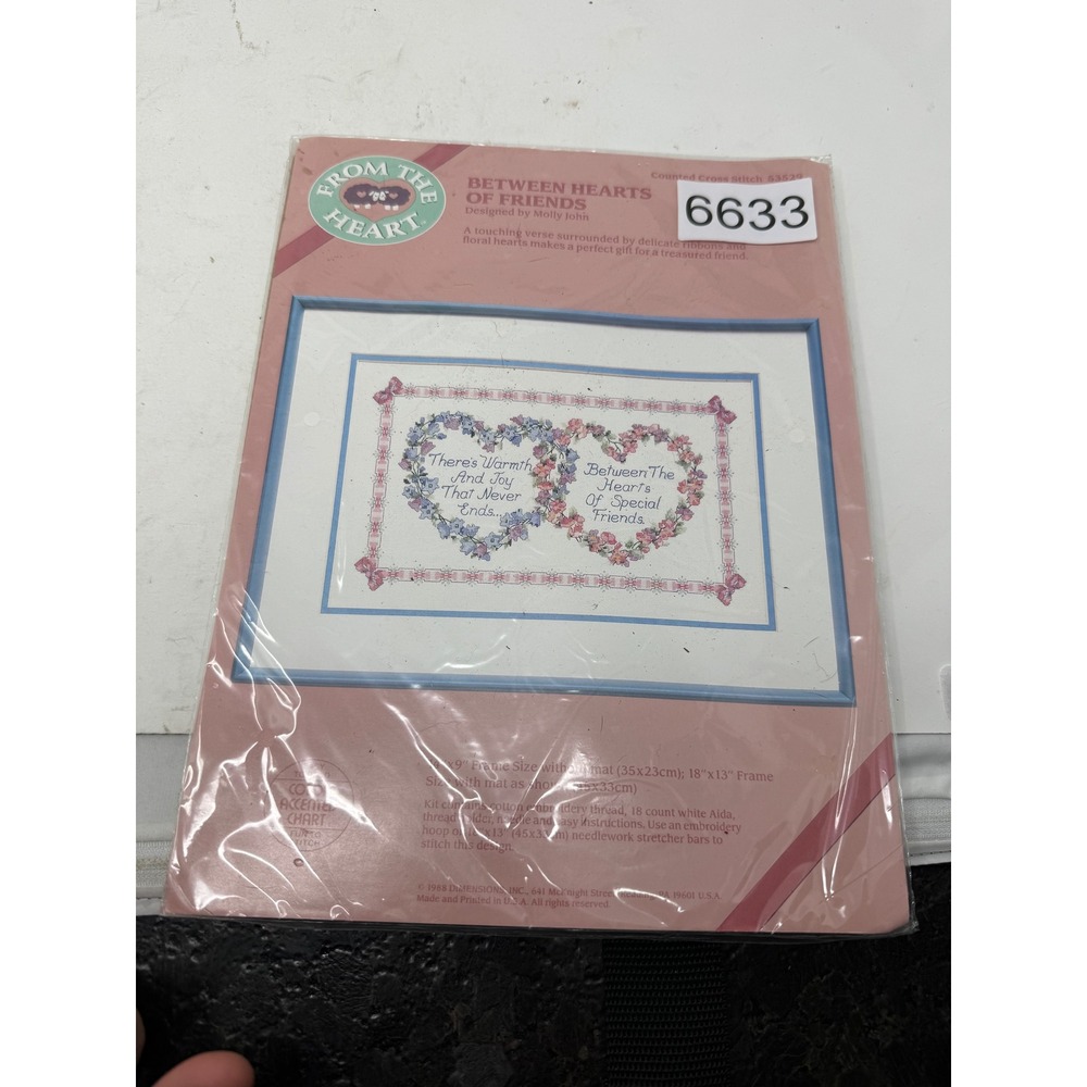 Dimensions Between Hearts of Friends Counted Cross Stitch Kit 53529 Vintage 1988
